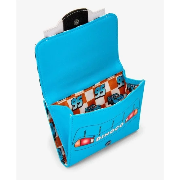 NWT Loungefly Disney Pixars Cars McQueen Dinoco Light-Up Crossbody Bag & WALLET - Picture 7 of 11